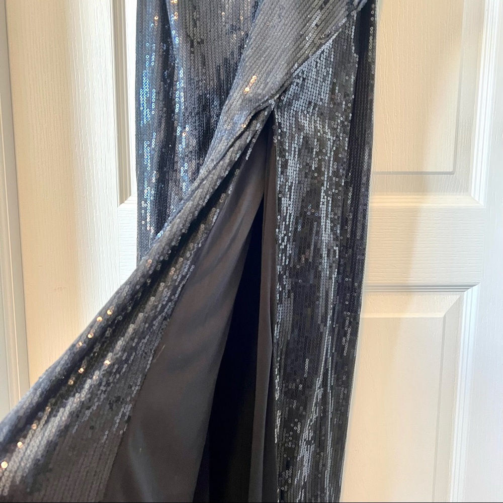 LULU’S Strapless Sequin Gown With Ruffled Waist—SZ. Small - Picture 9 of 15